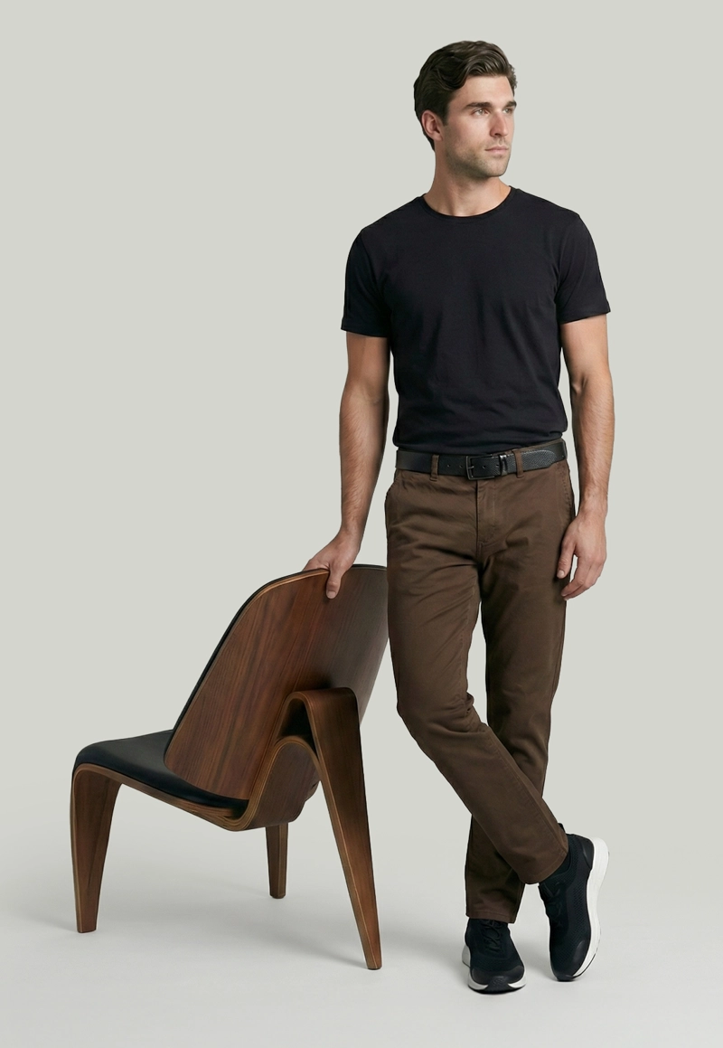 PANTALON BAGNEAUX SLIM FIT COFFE - 5