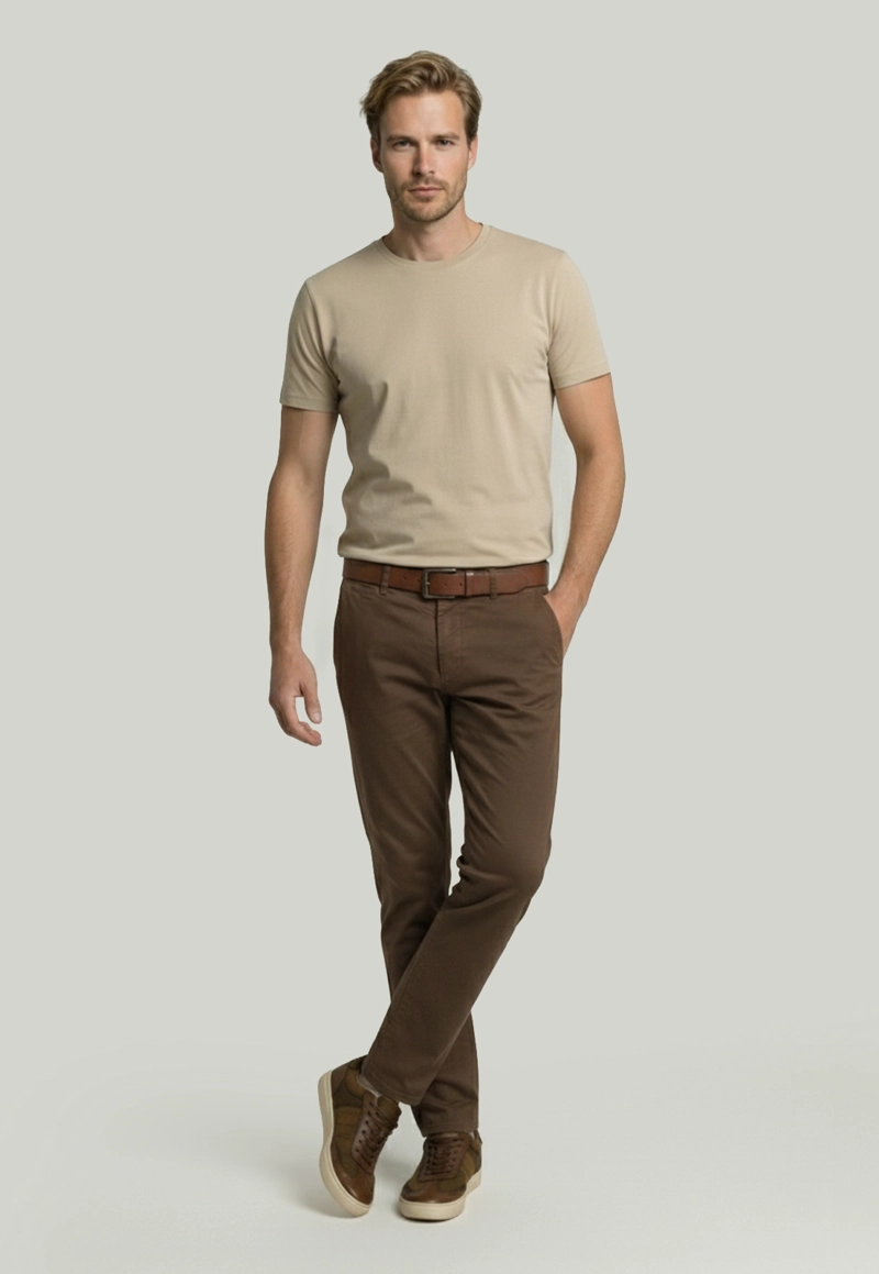 PANTALON BAGNEAUX REGULAR FIT MOCHA - 5