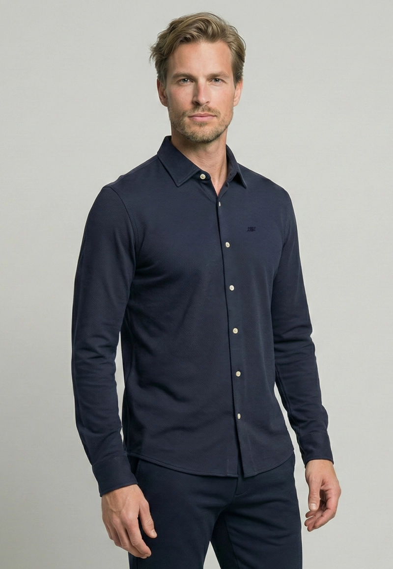 CAMISA SLIM ESCOCIA NAVY - 1