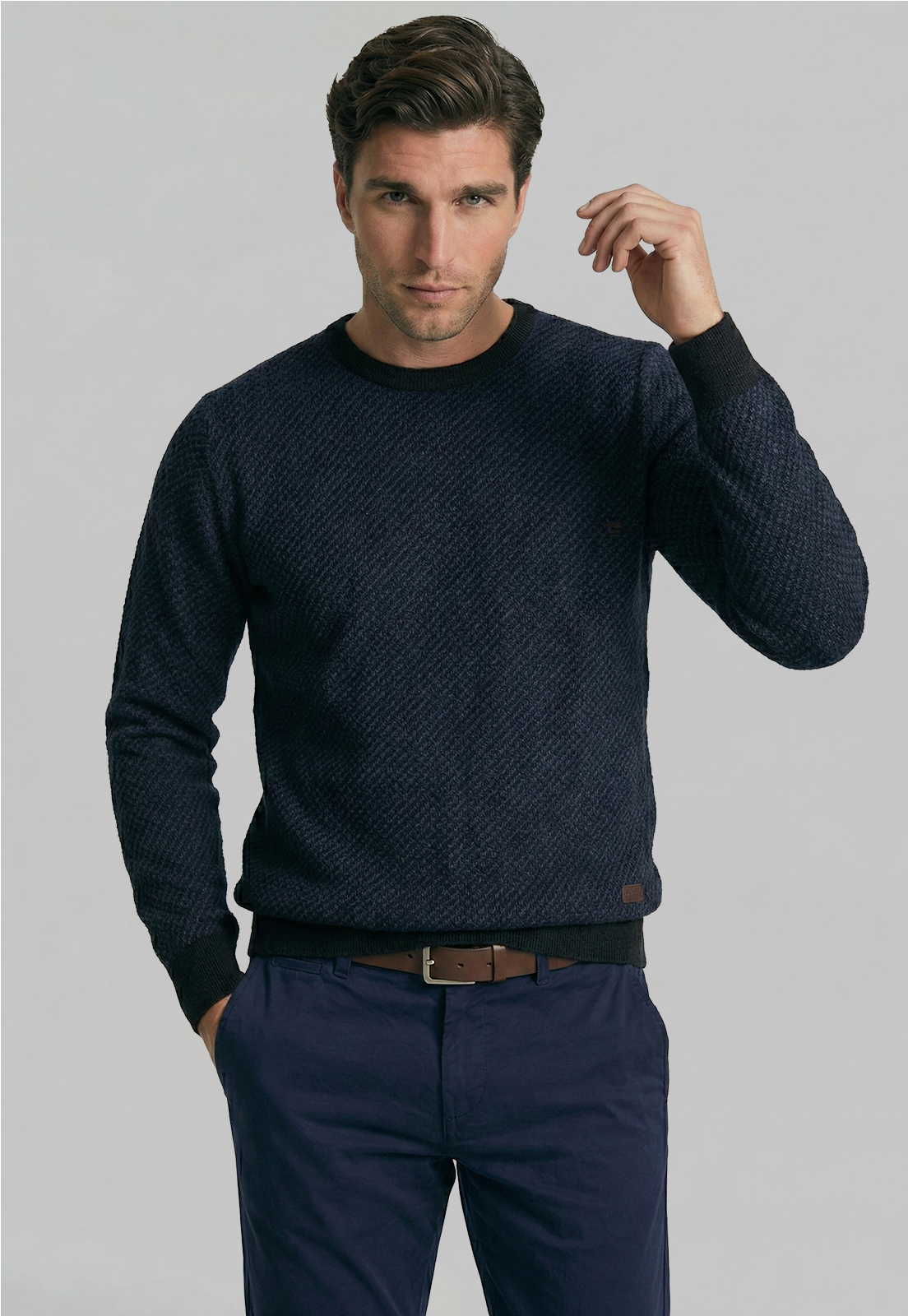 SWEATER LEEDS BLUE MELANGE - 1