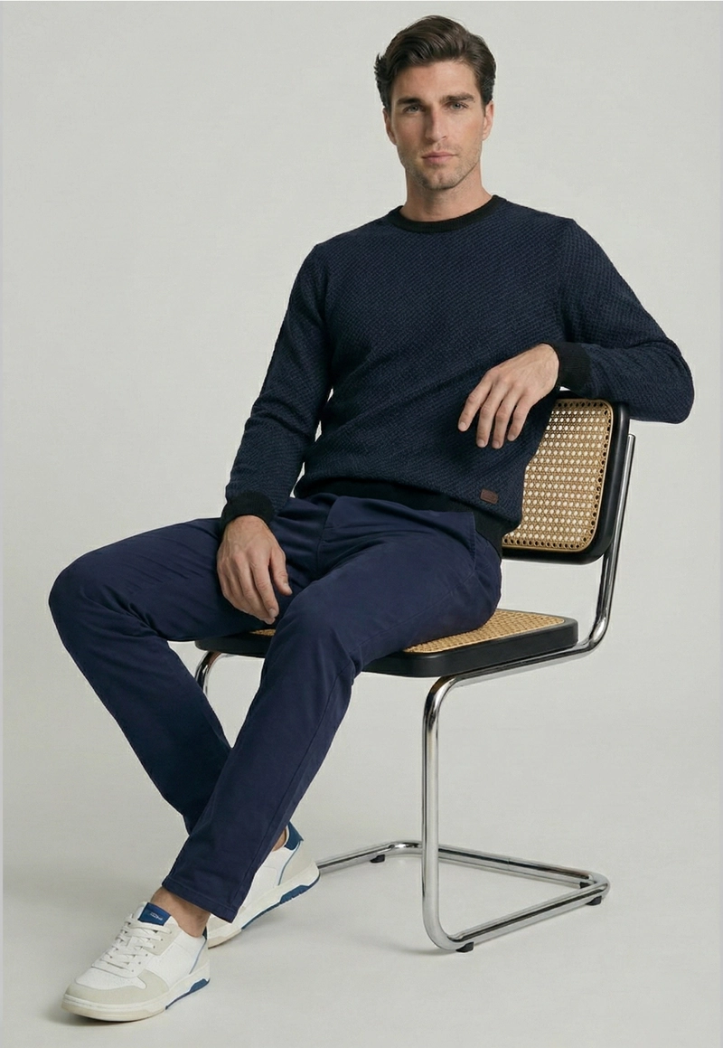 SWEATER LEEDS BLUE MELANGE - 5
