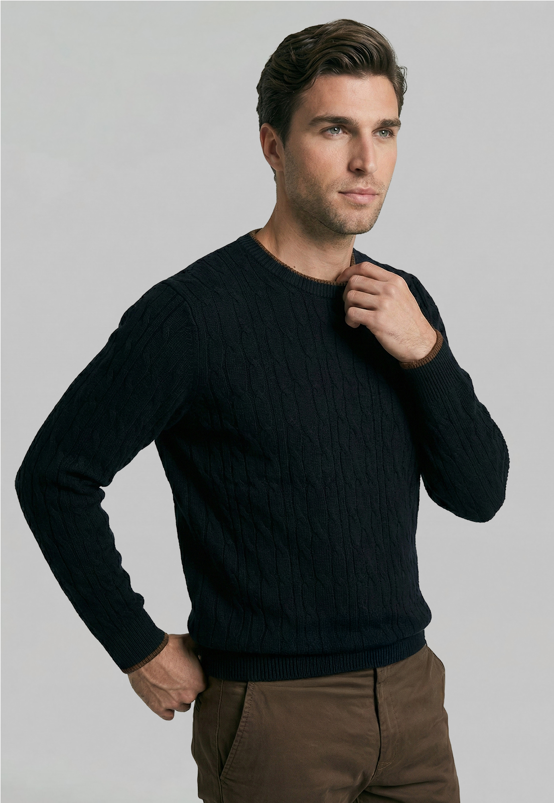 SWEATER LEICESTER NAVY MELANGE - 1