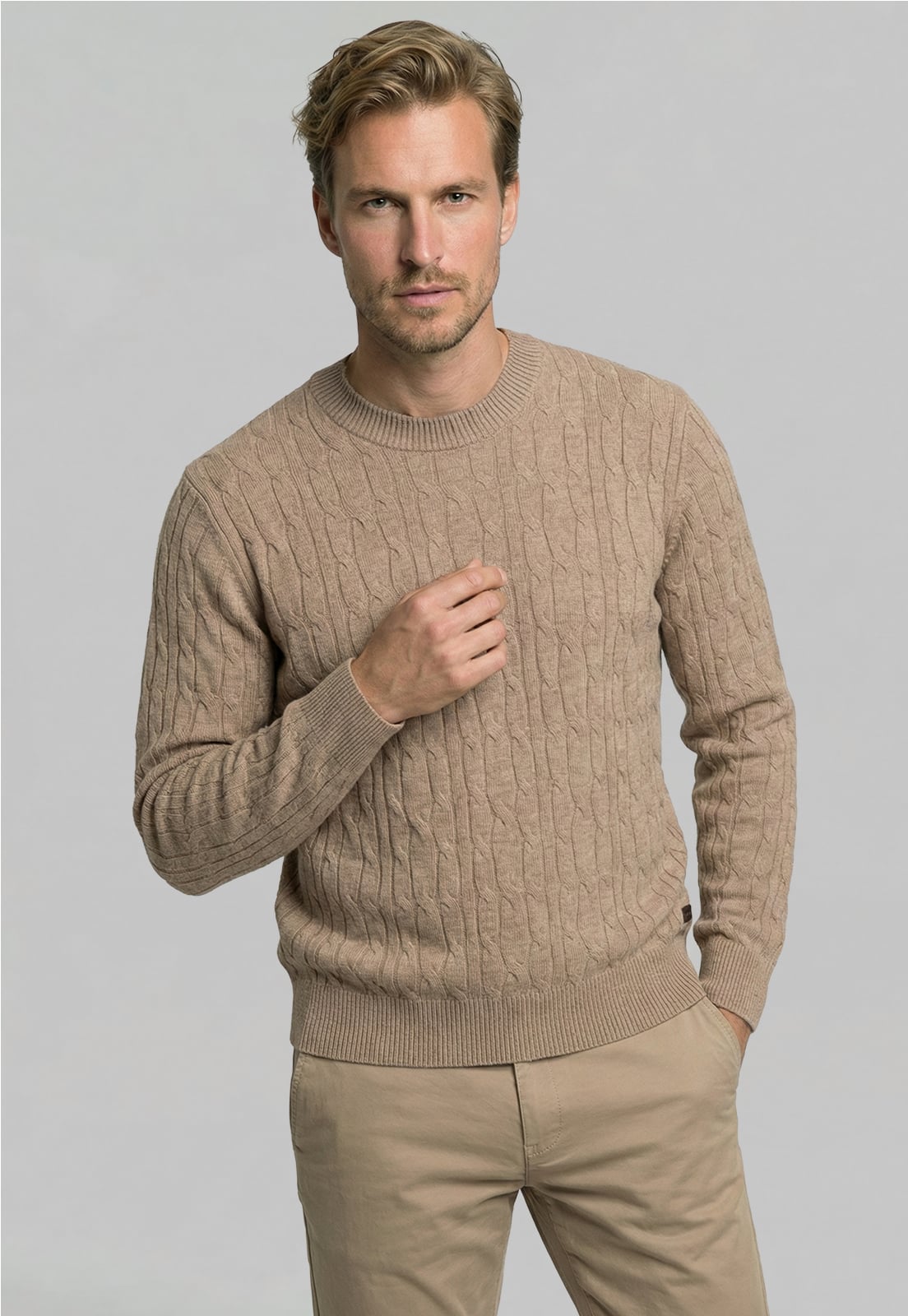 SWEATER LEICESTER CAMEL MELANGE - 1