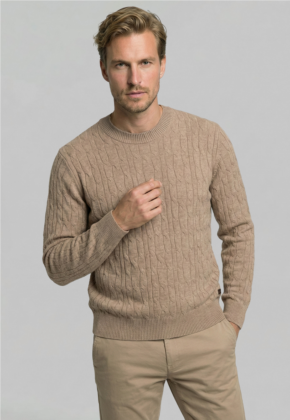 SWEATER LEICESTER CAMEL MELANGE - 1