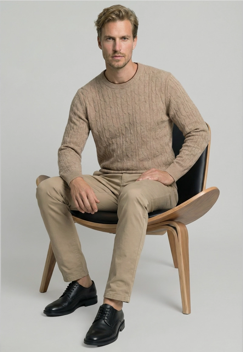 SWEATER LEICESTER CAMEL MELANGE - 5