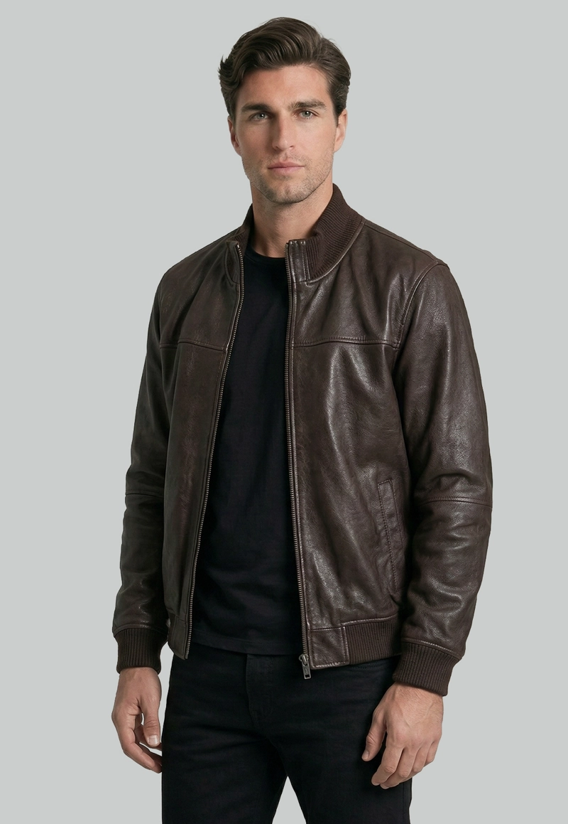 CHAQUETA LEATHER PRAGA DK BROWN - 1