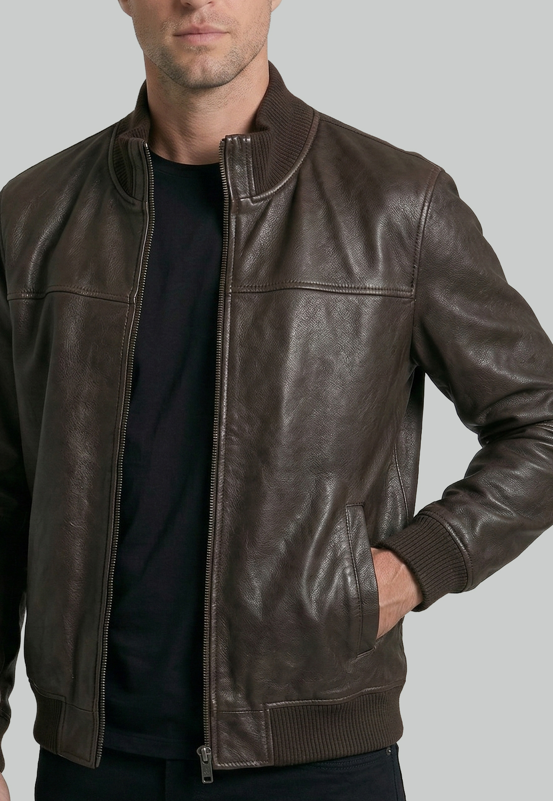 CHAQUETA LEATHER PRAGA DK BROWN - 3