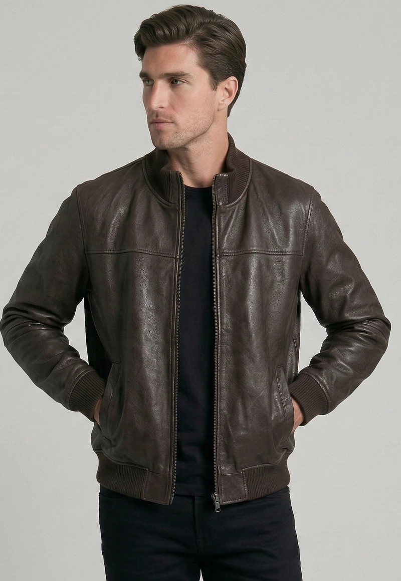 CHAQUETA LEATHER PRAGA DK BROWN - 5