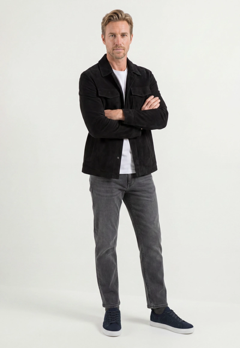 OVERSHIRT SUEDE BLACK - 2