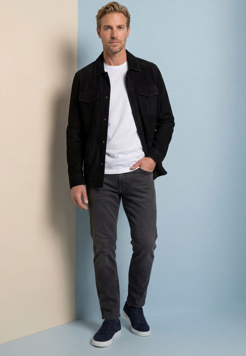 OVERSHIRT SUEDE BLACK - 5