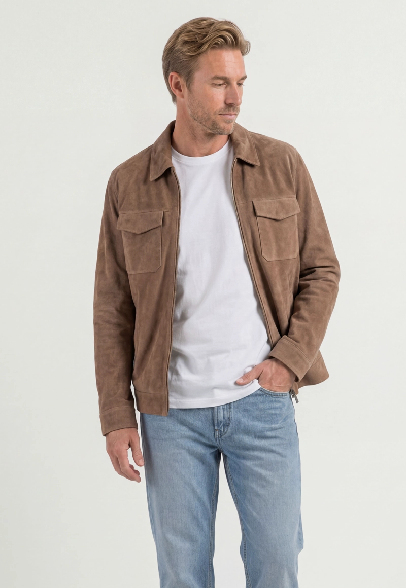 OVERSHIRT SUEDE TAUPE - 1