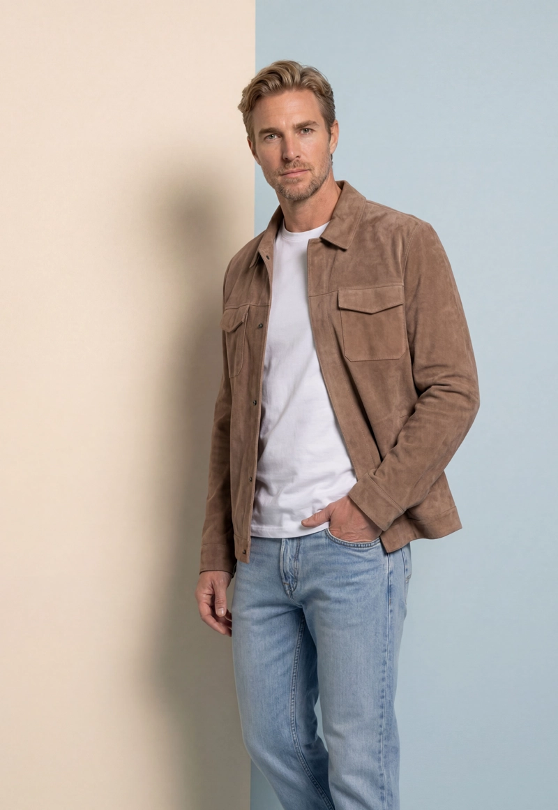 OVERSHIRT SUEDE TAUPE - 5