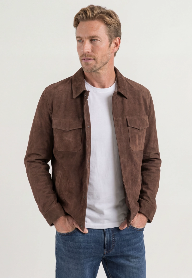 OVERSHIRT SUEDE BROWN - 1