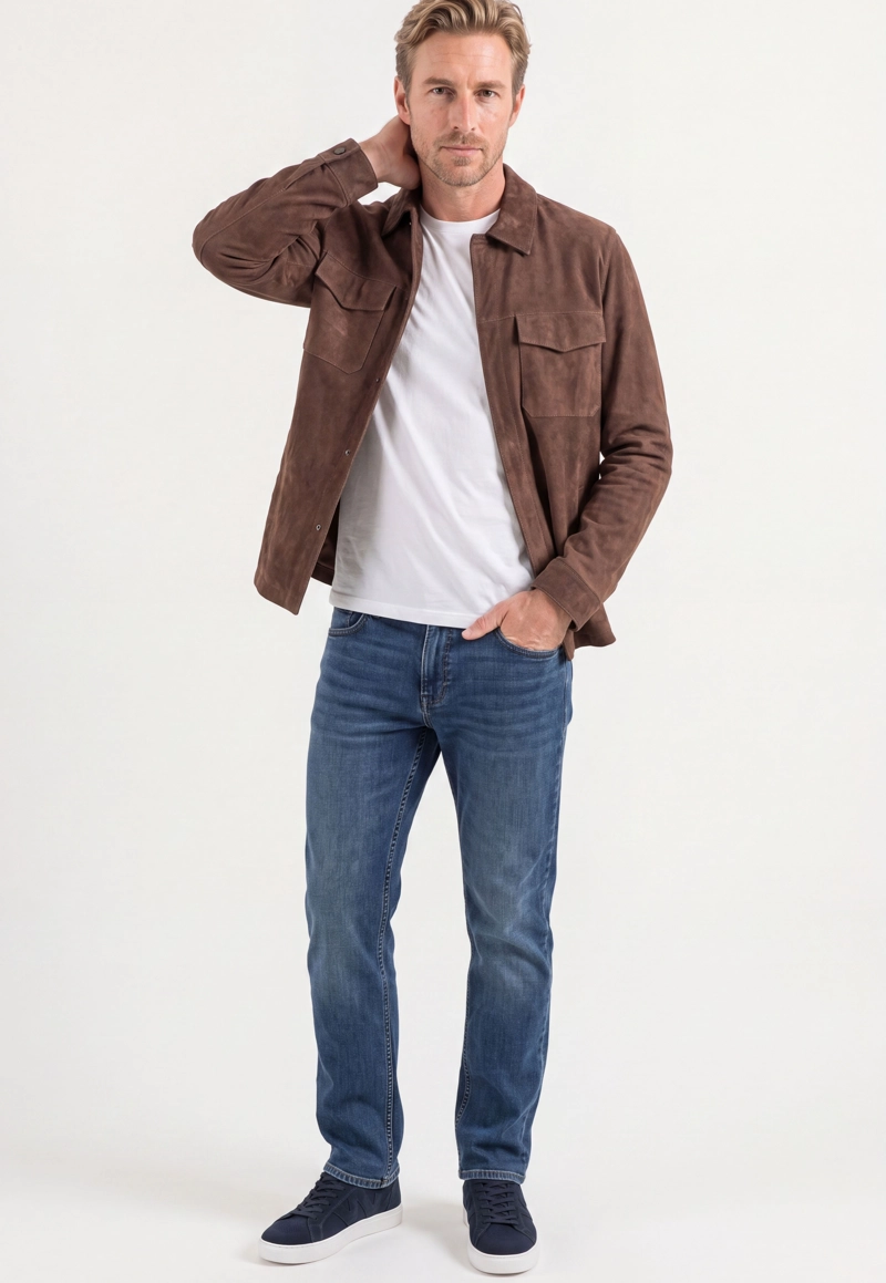 OVERSHIRT SUEDE BROWN - 2