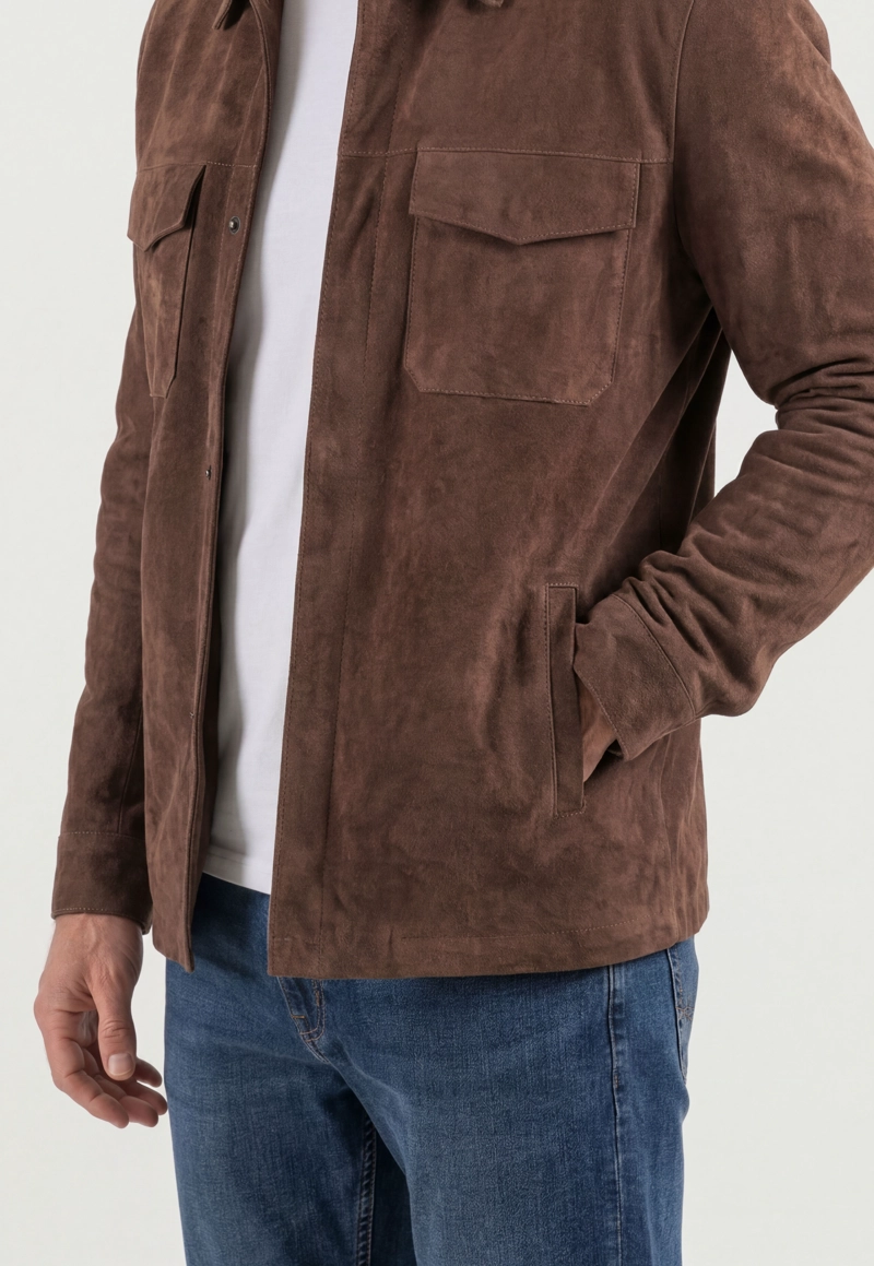 OVERSHIRT SUEDE BROWN - 4