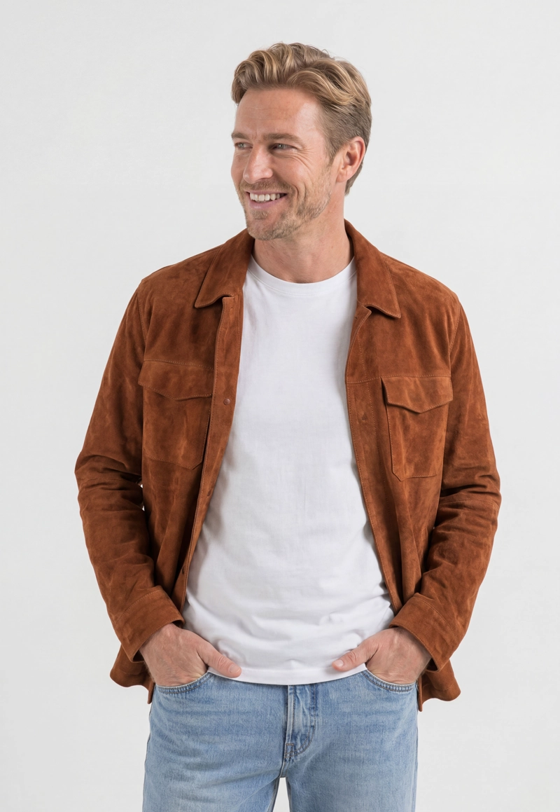OVERSHIRT SUEDE CAMEL - 1