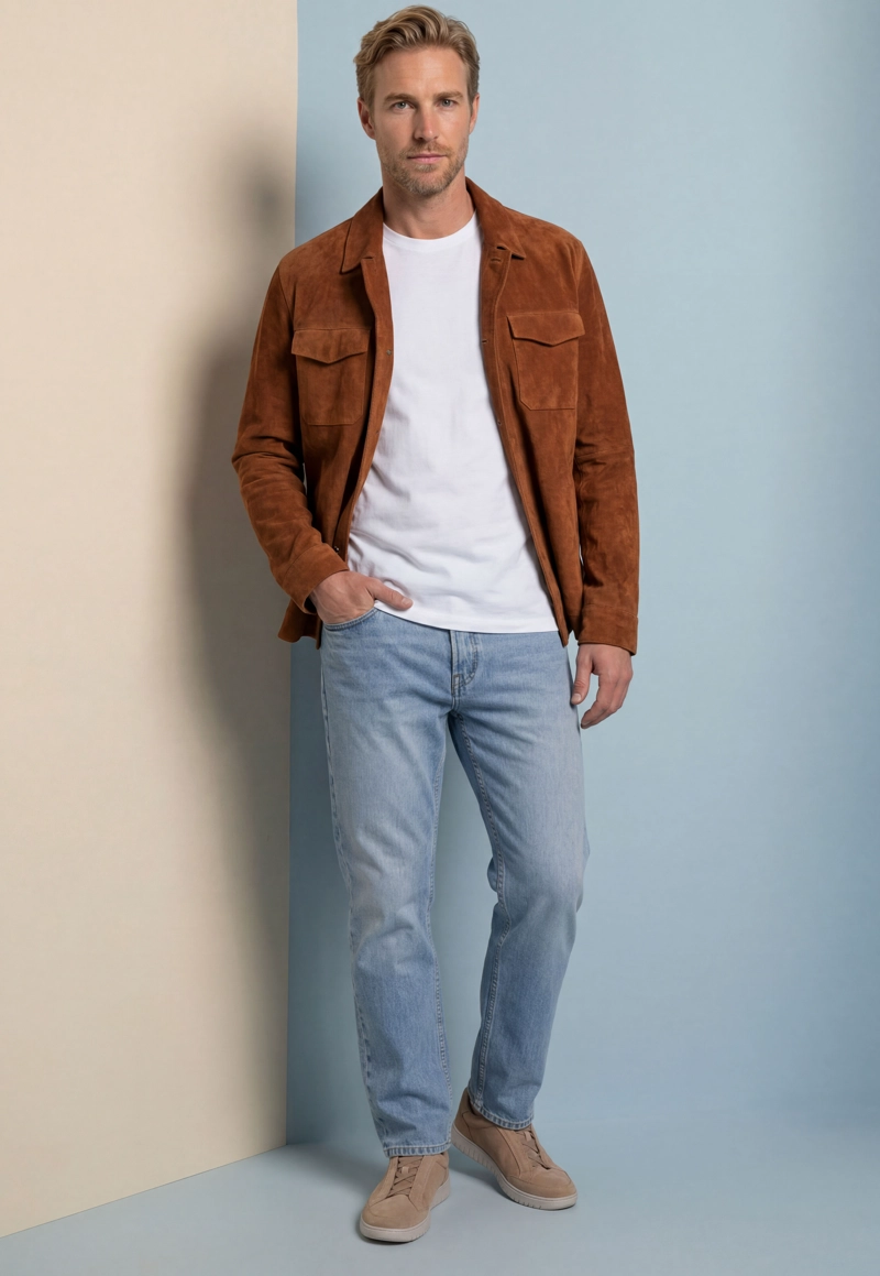OVERSHIRT SUEDE CAMEL - 5