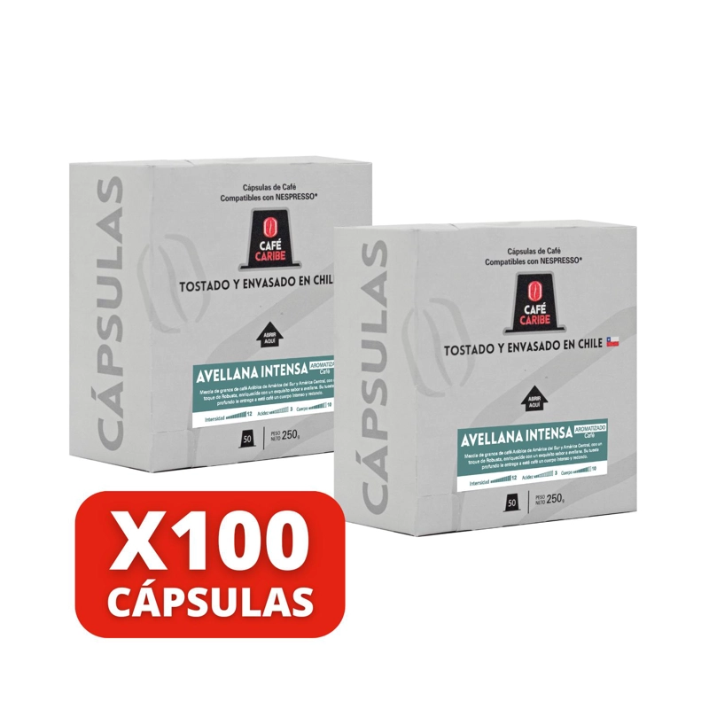 CAFÉ AVELLANA CAFE CARIBE CAJA 100 CAPSULAS INTENSA AROMATIZADO COMPATIBLES NESPRESSO - 3