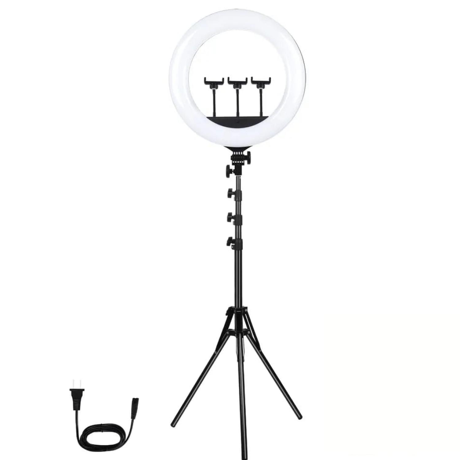 ARO DE LUZ CON TRIPODE EXTENSIBLE TRIPLE SOPORTE CELULAR - 1