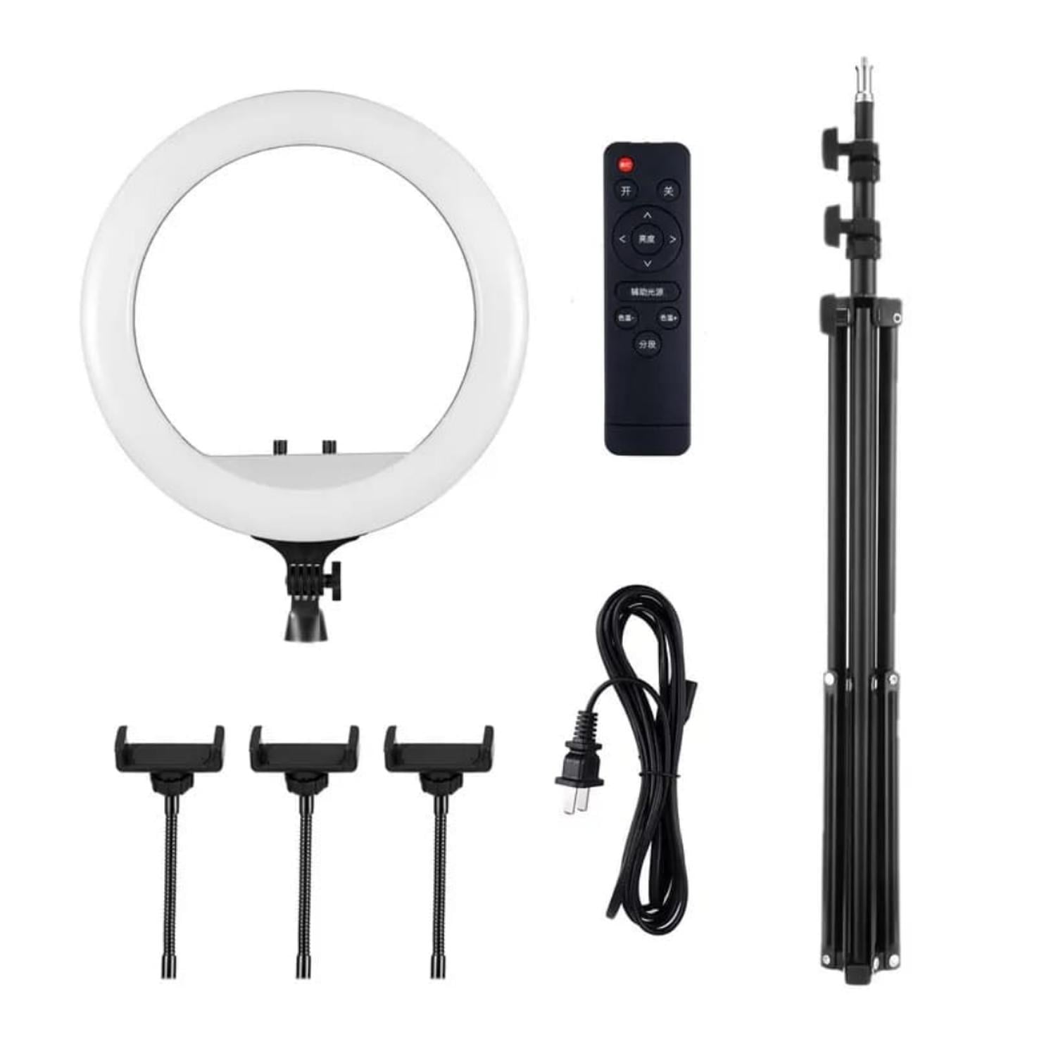 ARO DE LUZ CON TRIPODE EXTENSIBLE TRIPLE SOPORTE CELULAR - 3