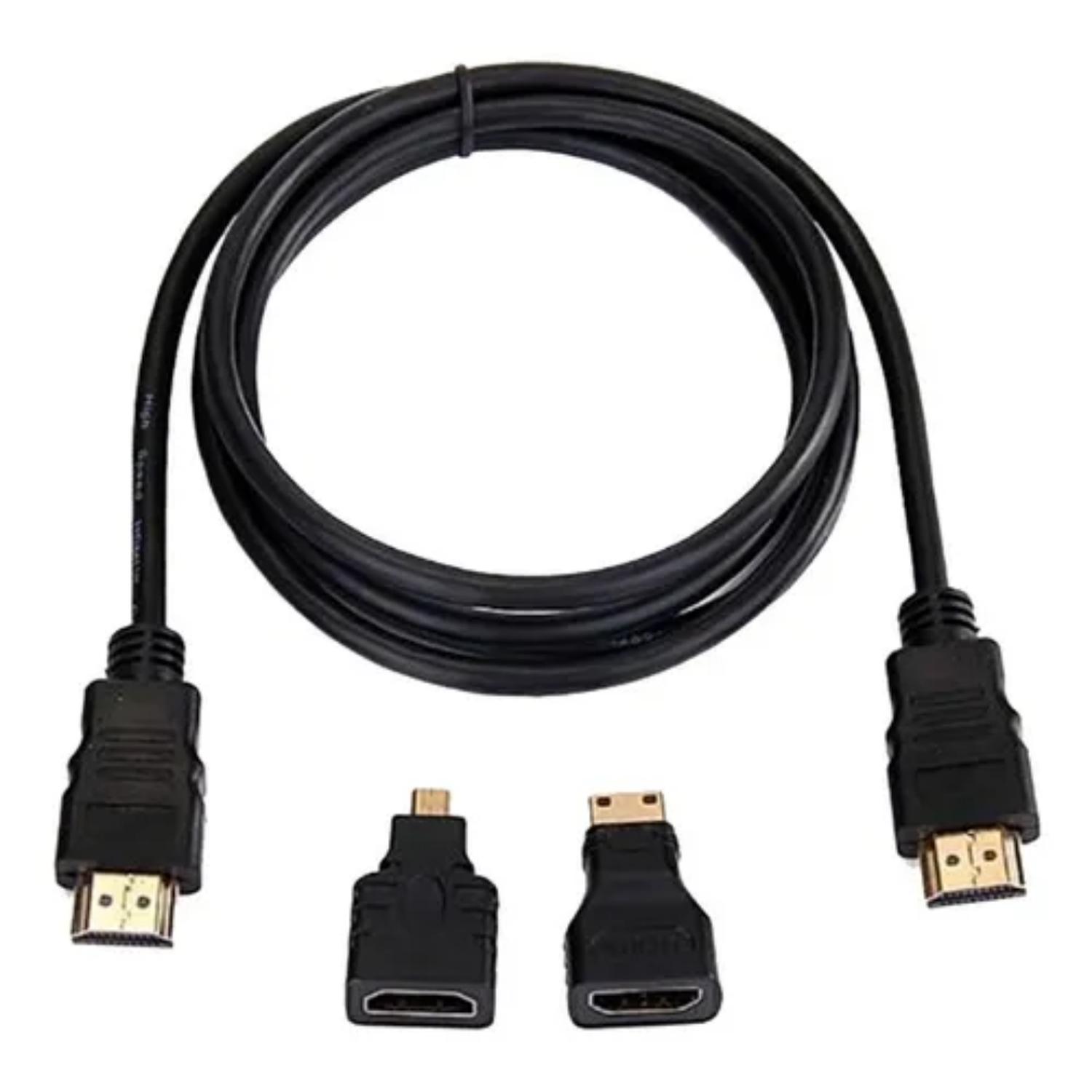 CABLE HDTV 3 EN 1 CON ADAPTADORES MINI HD Y MICRO HD - 1