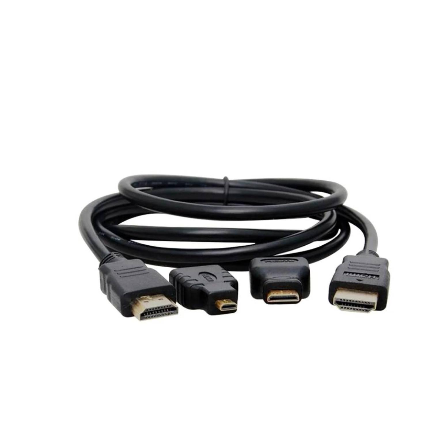 CABLE HDTV 3 EN 1 CON ADAPTADORES MINI HD Y MICRO HD - 2