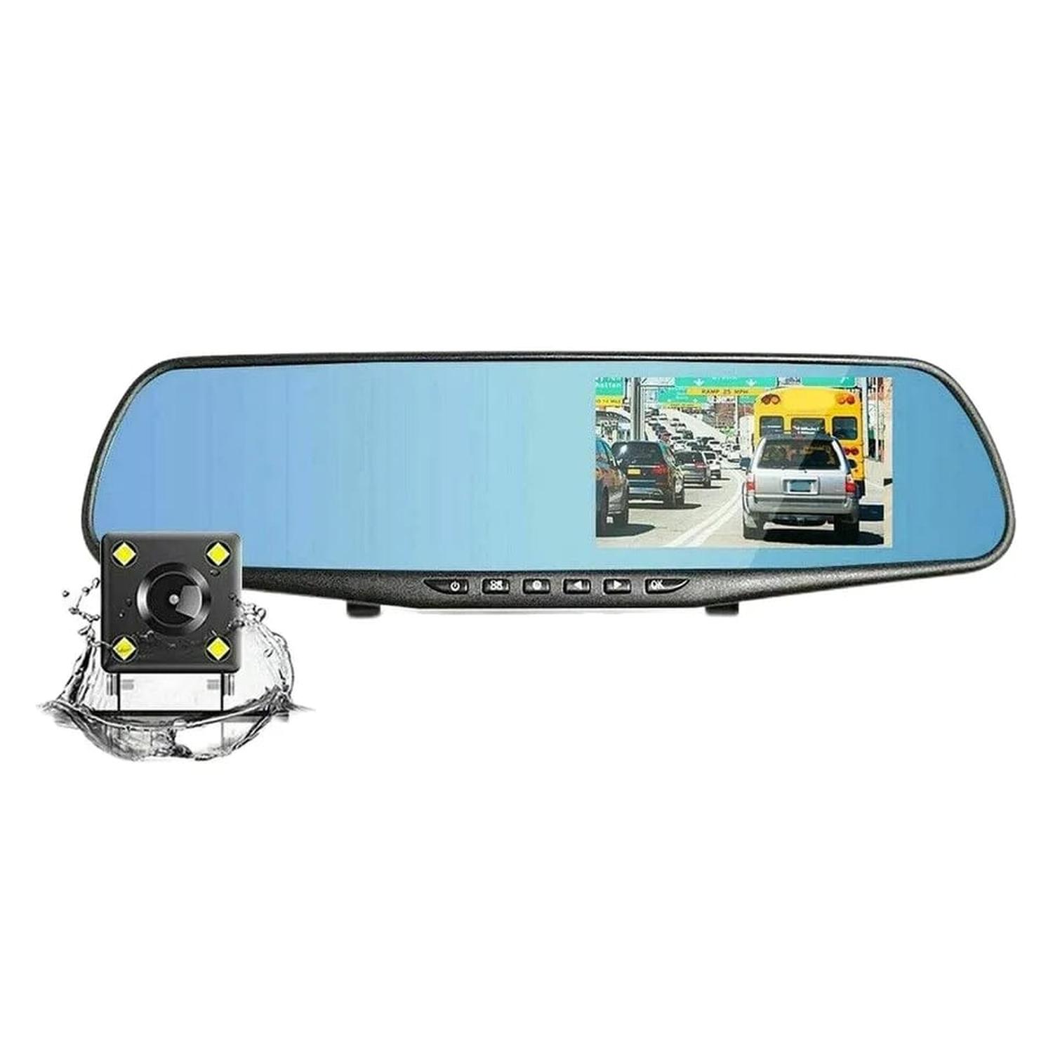 ESPEJO RETROVISOR CON CÁMARA RETROCESO Y CÁMARA FRONTAL HD - 1