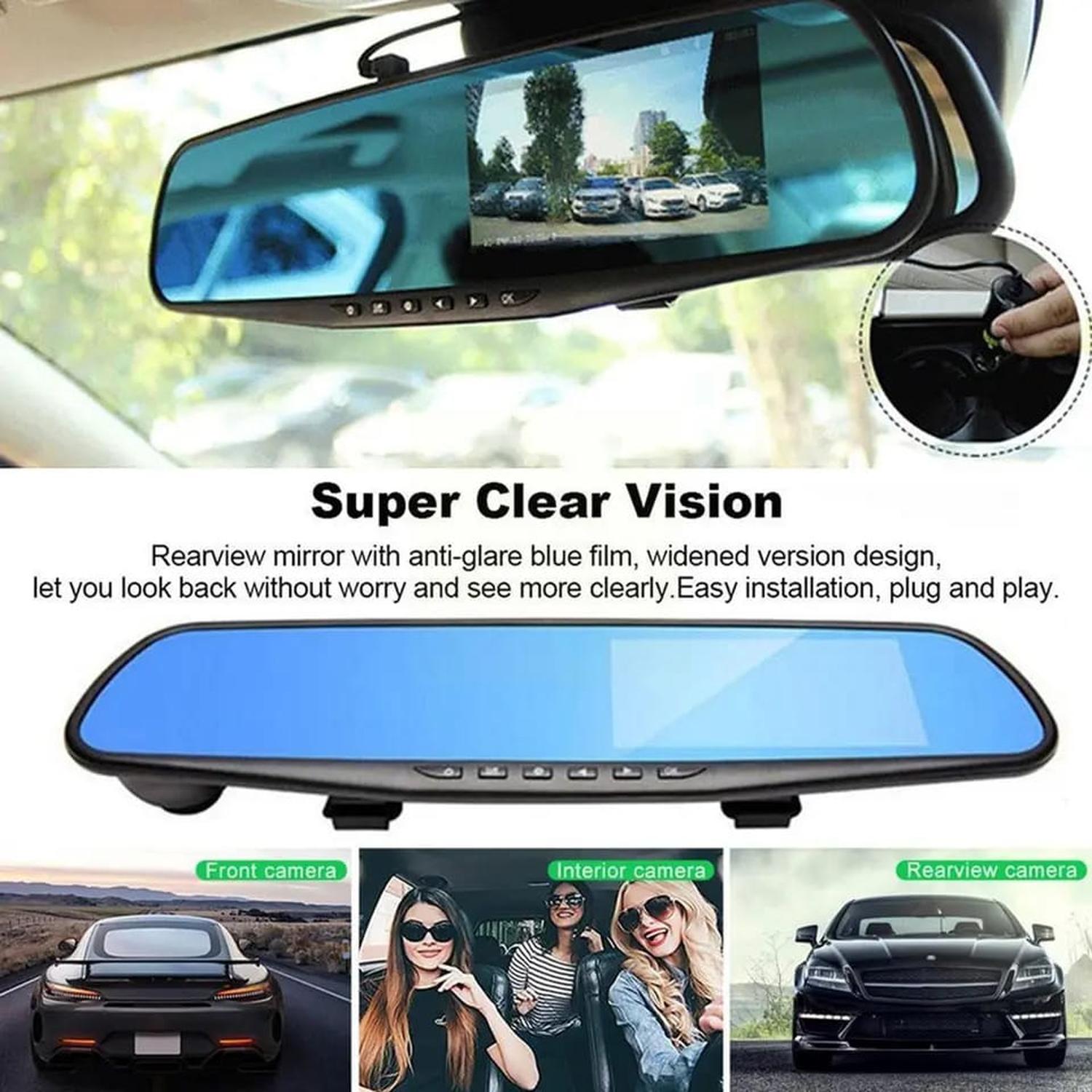 ESPEJO RETROVISOR CON CÁMARA RETROCESO Y CÁMARA FRONTAL HD - 3