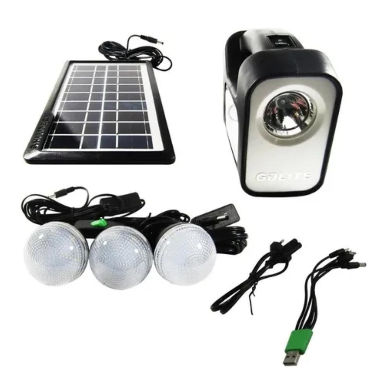 KIT SOLAR DE EMERGENCIA 3 AMPOLLETAS + CARGA USB - 1
