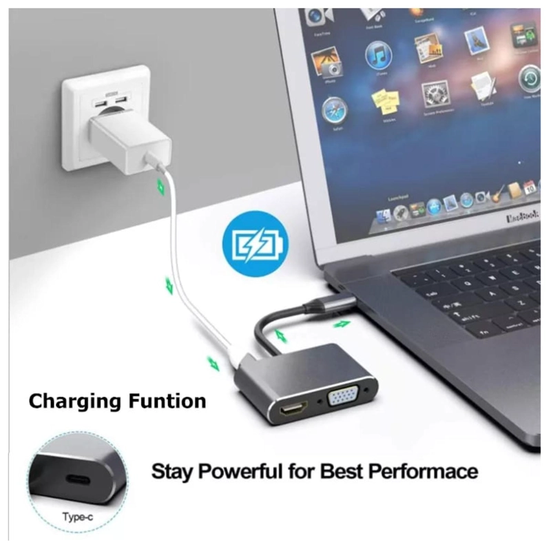 ADAPTADOR 4 EN 1 USB C HUB A VGA HDMI - 2