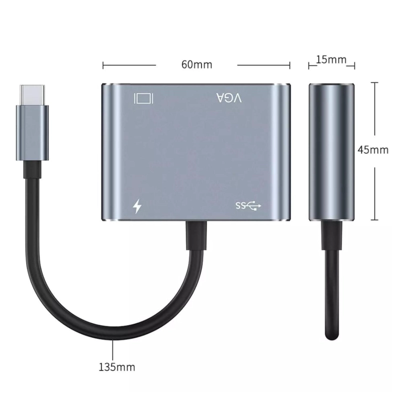 ADAPTADOR 4 EN 1 USB C HUB A VGA HDMI - 3