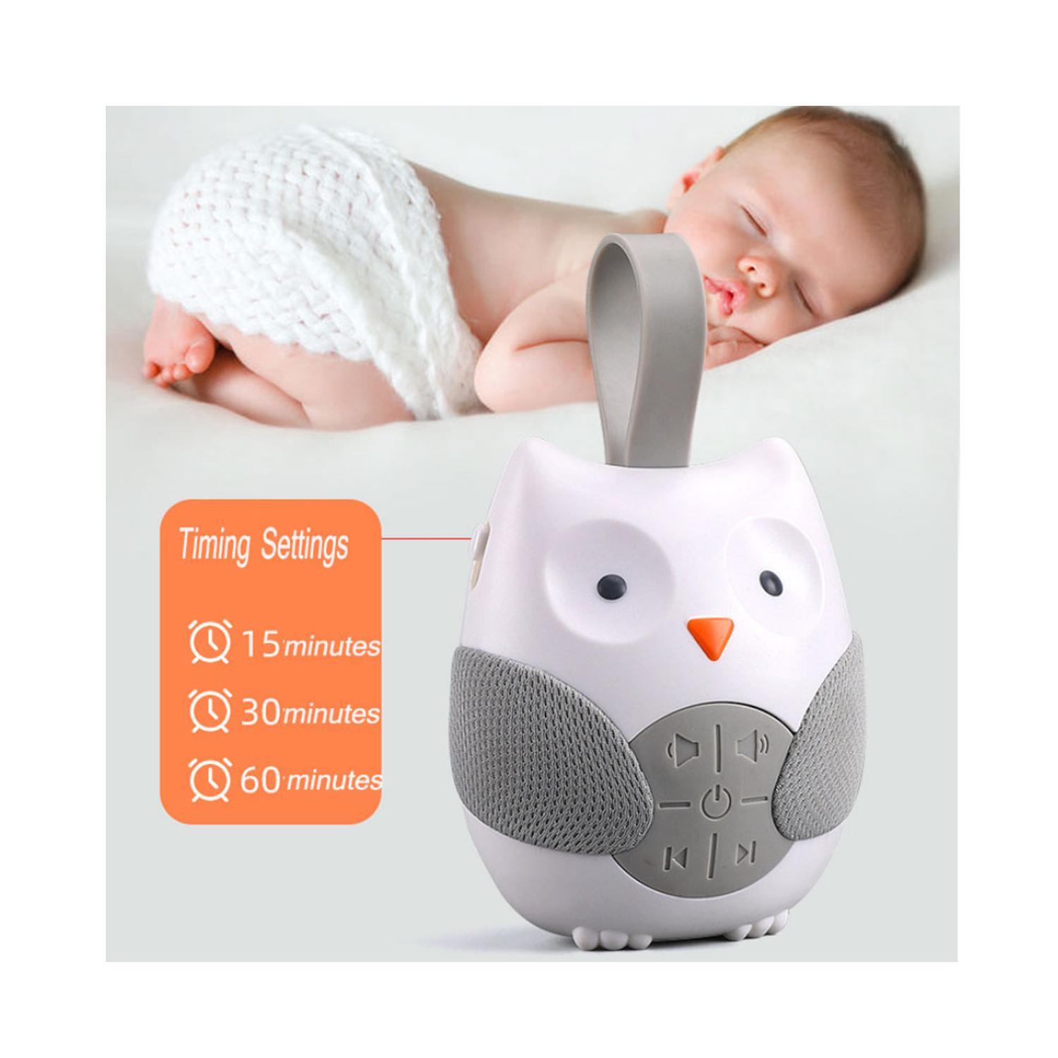 BÚHO REPRODUCTOR MUSICAL CON SONIDOS S DORMIR GRIS BLANCO - 3
