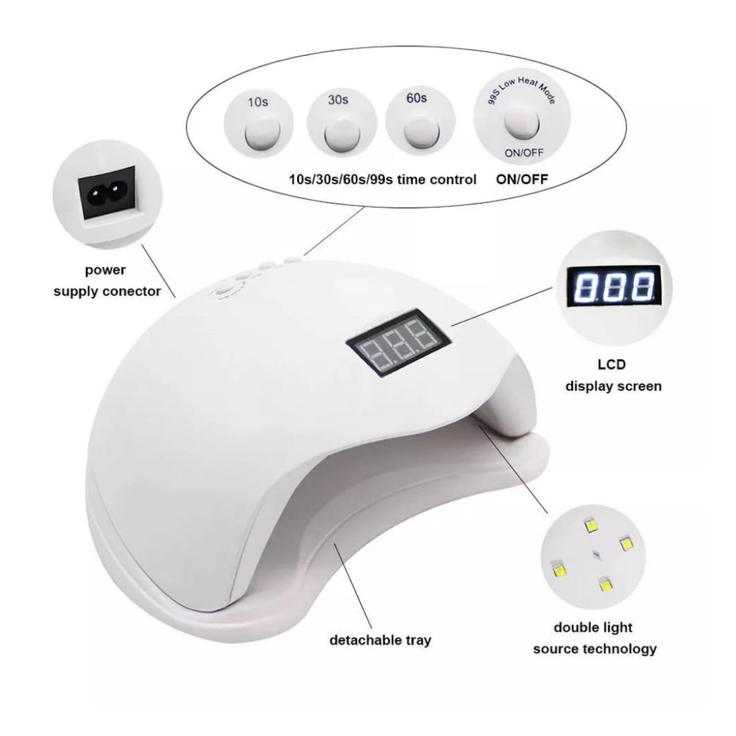 LAMPARA MANICURE SECADOR DE UÑAS LED UV 48W - 3
