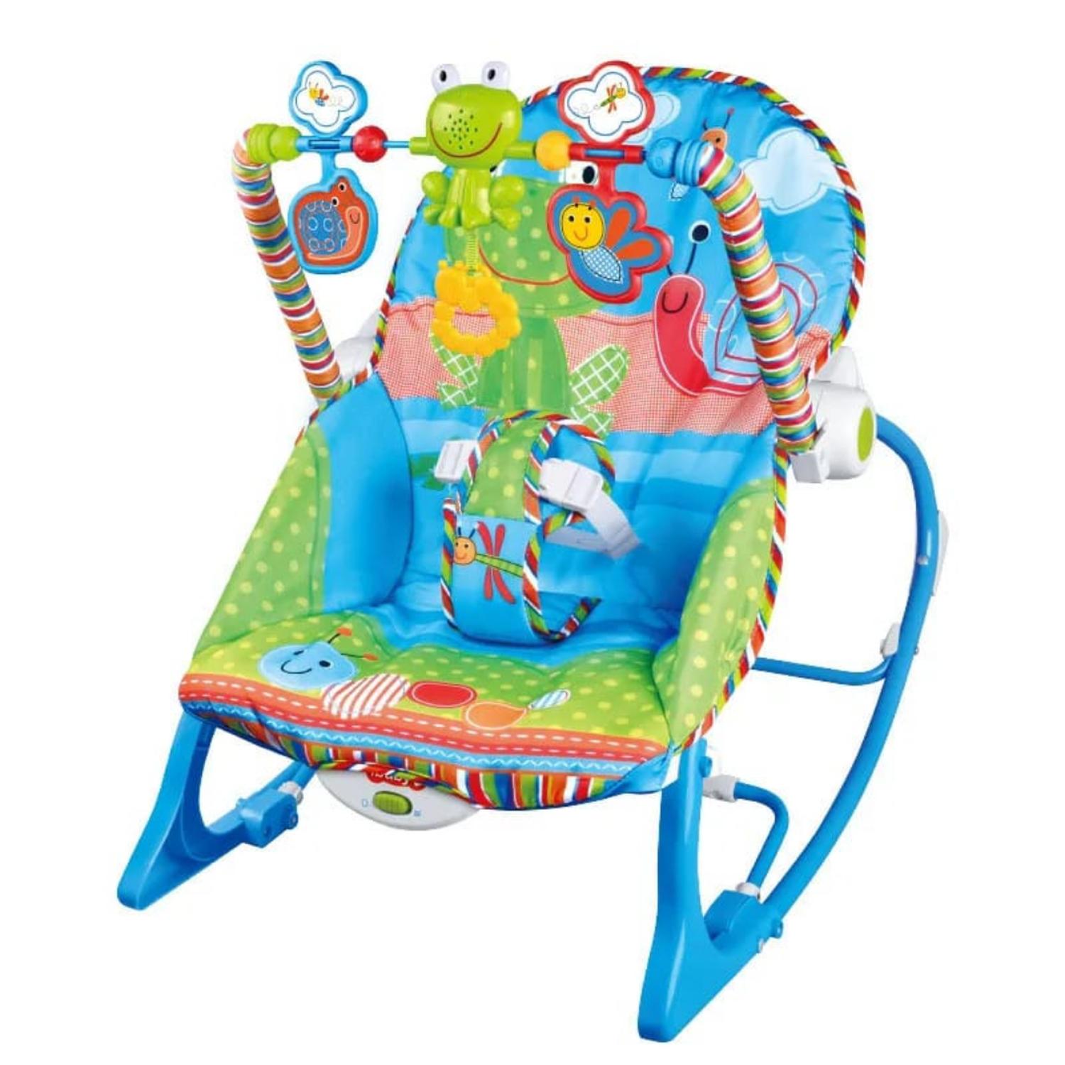 SILLA MECEDORA MUSICAL BEBÉ 3 EN 1 AZUL - 1