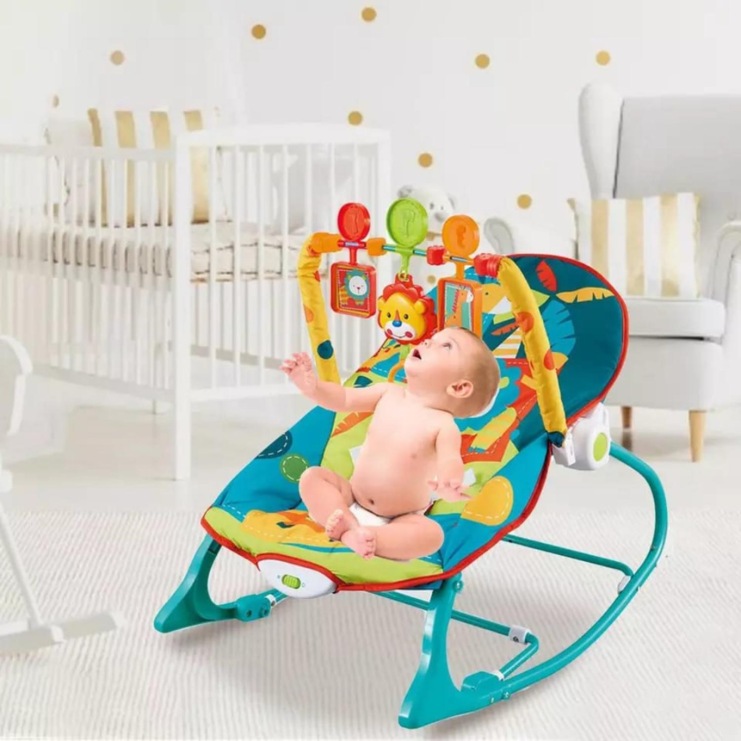 SILLA MECEDORA MUSICAL BEBÉ 3 EN 1 AZUL - 2