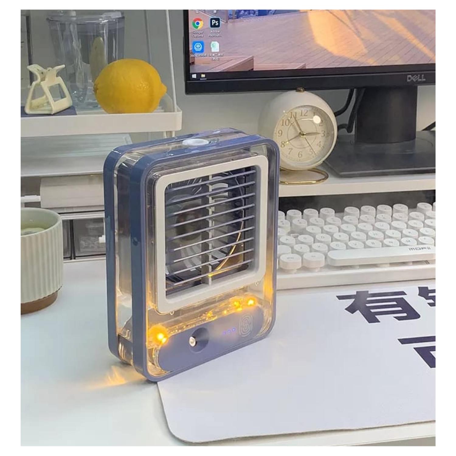 VENTILADOR DE ESCRITORIO CON PULVERIZADOR Y LUZ LED - 2