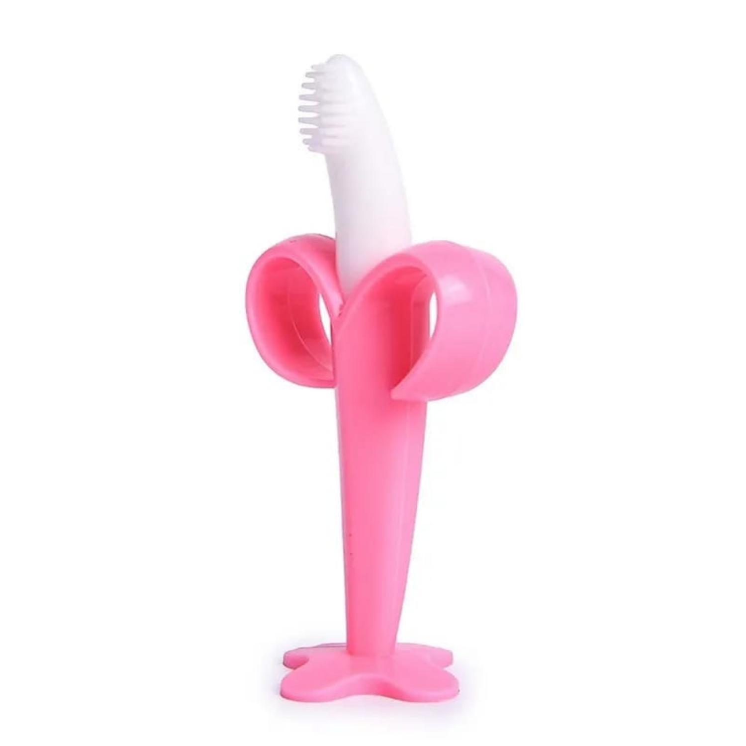 MORDEDOR ENCIA CON CEPILLO BEBÉ BANANA ROSA - 2
