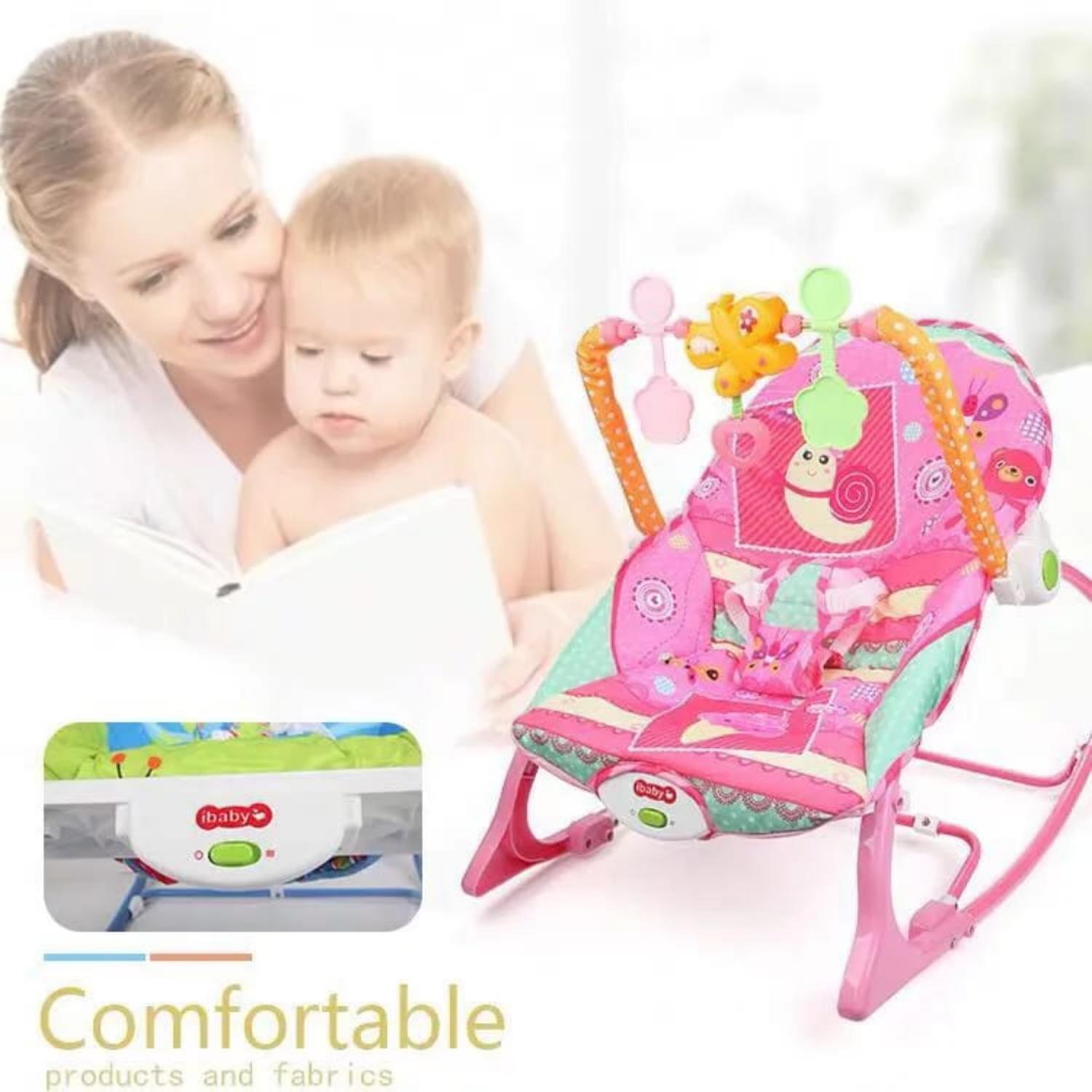 SILLA MECEDORA MUSICAL BEBÉ 3 EN 1 ROSA - 2