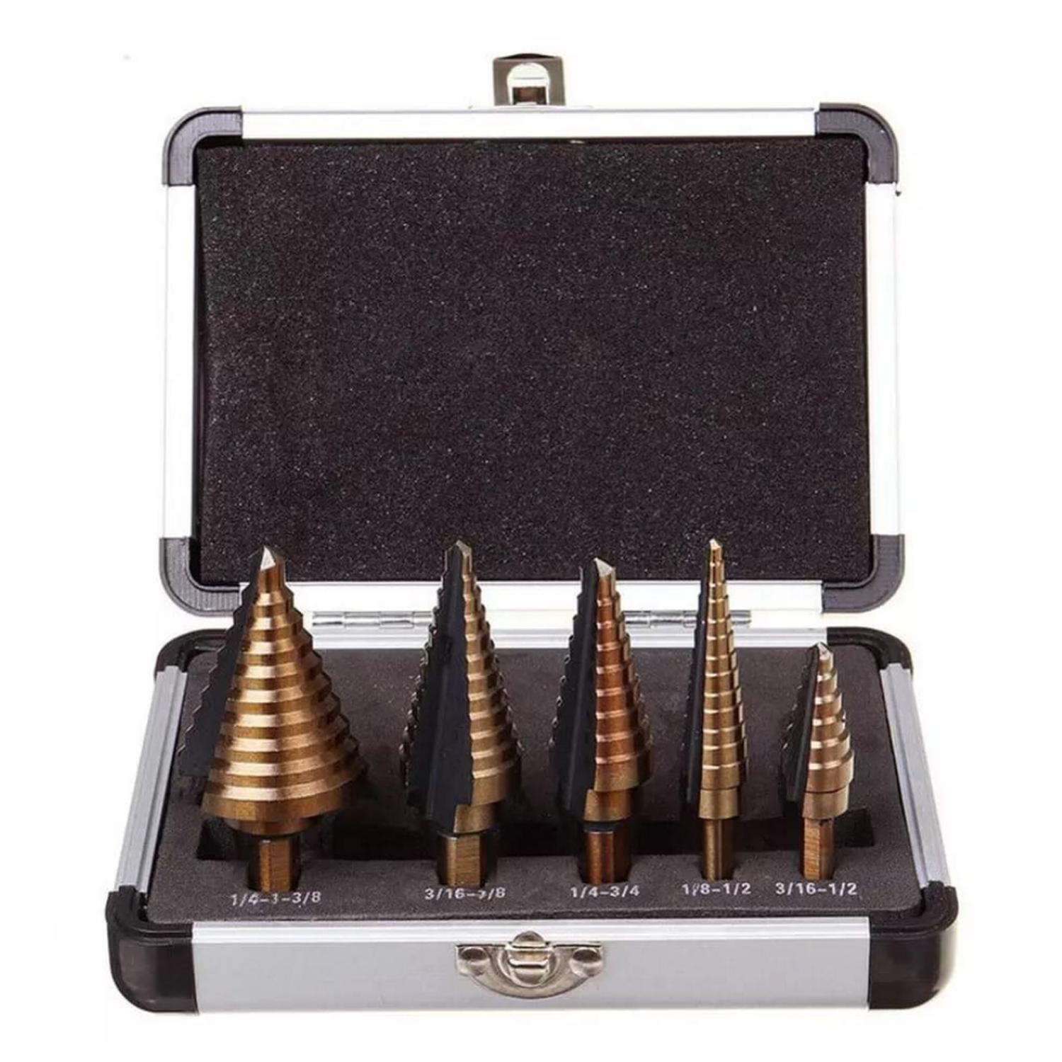 SET HERRAMIENTAS BROCAS CONICAS ESCALONADAS TALADRO - 1