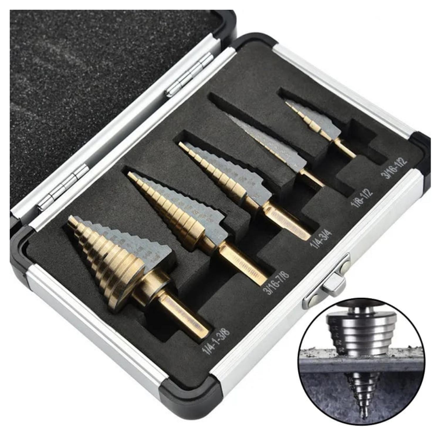 SET HERRAMIENTAS BROCAS CONICAS ESCALONADAS TALADRO - 2