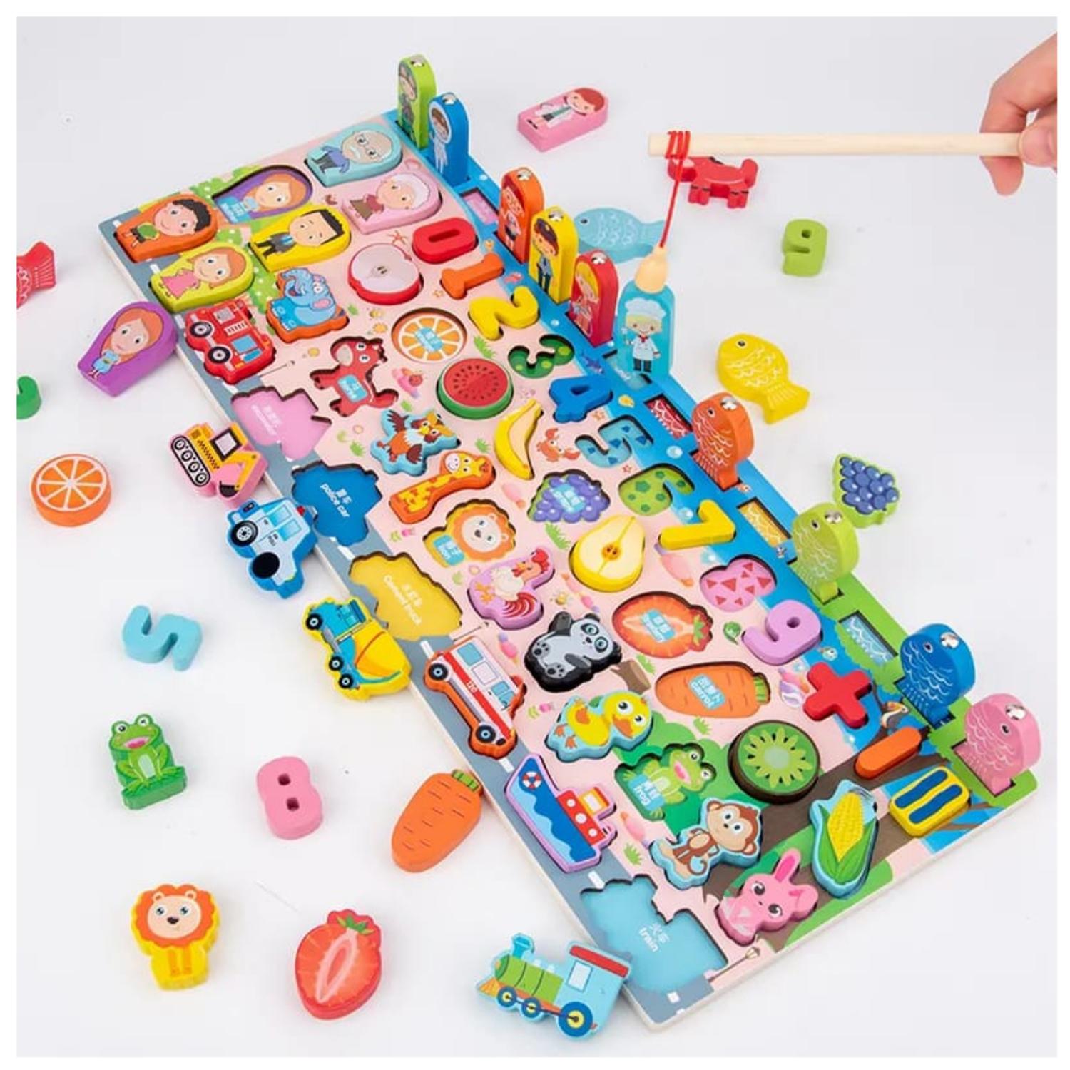 JUEGO TABLERO DIDACTICO PESCA MAGNETICA MONTESSORI - 1