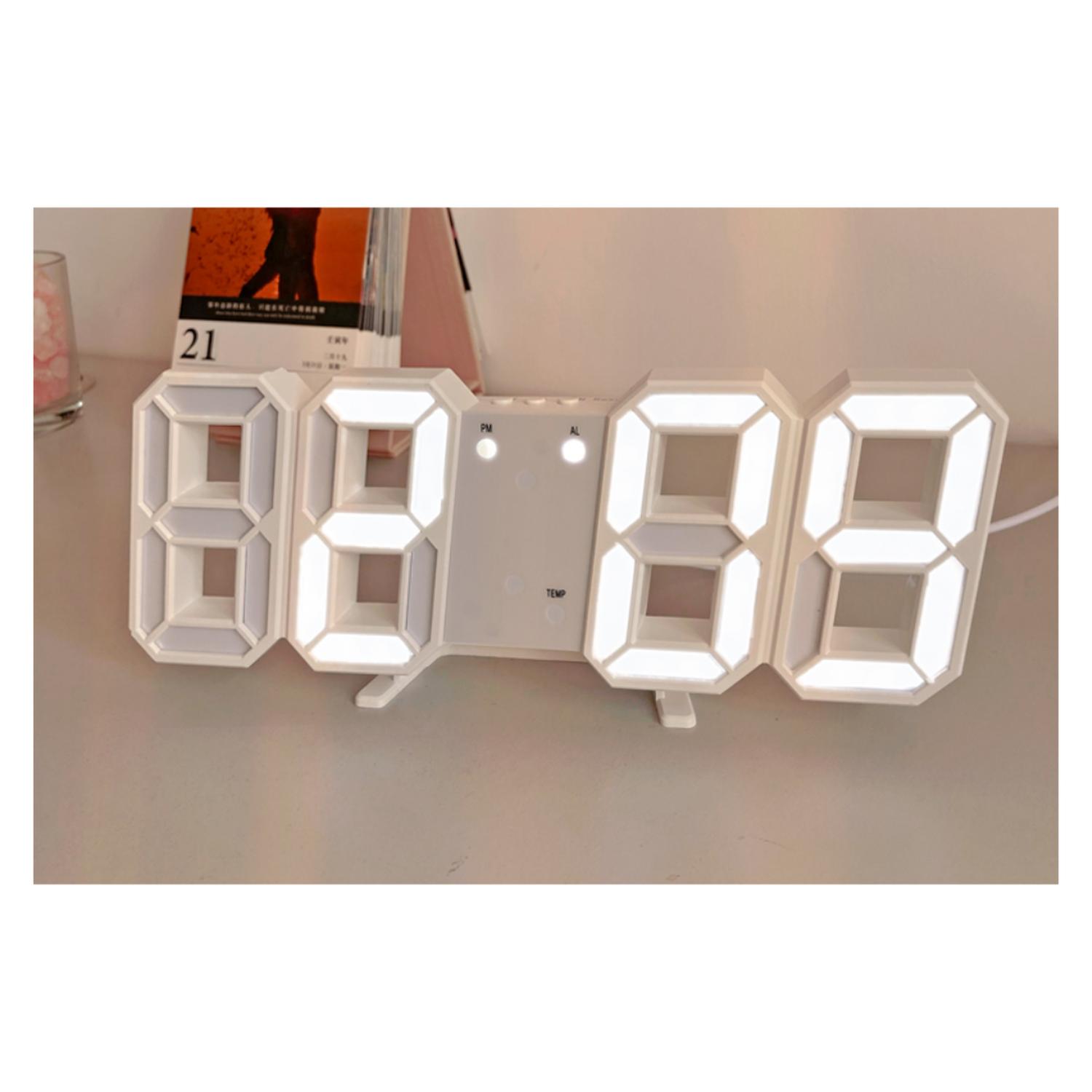 RELOJ DESPERTADOR DE MESA 3D BLANCO - 1