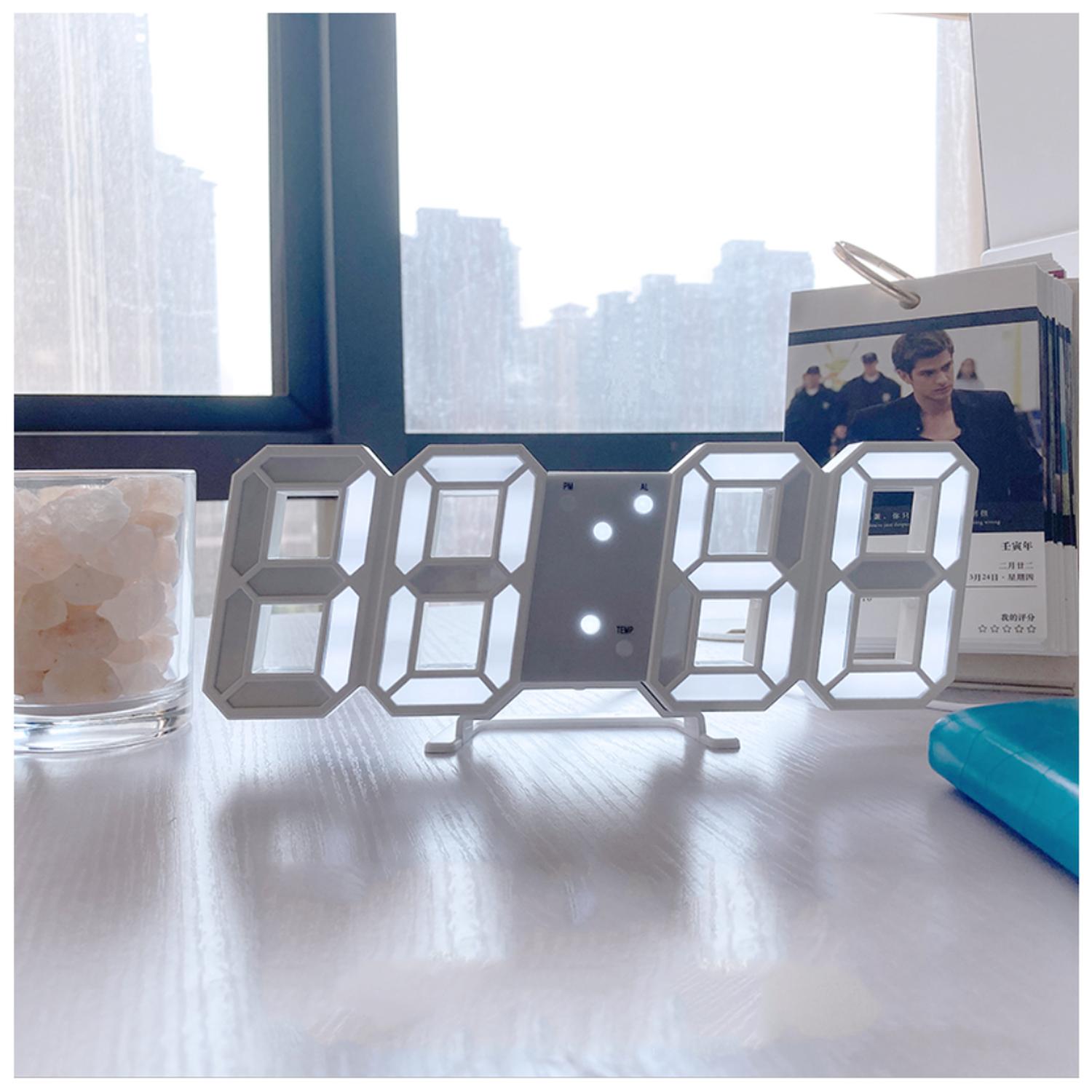 RELOJ DESPERTADOR DE MESA 3D BLANCO - 3