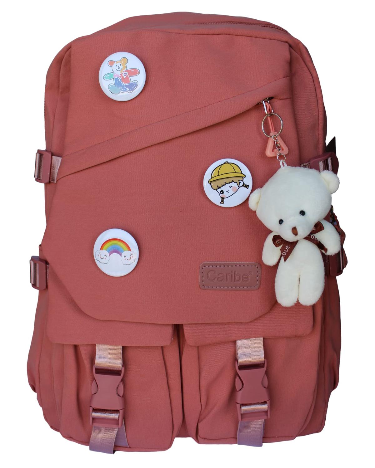 MOCHILA JUVENIL ESCOLAR CON INSIGNIAS - 1