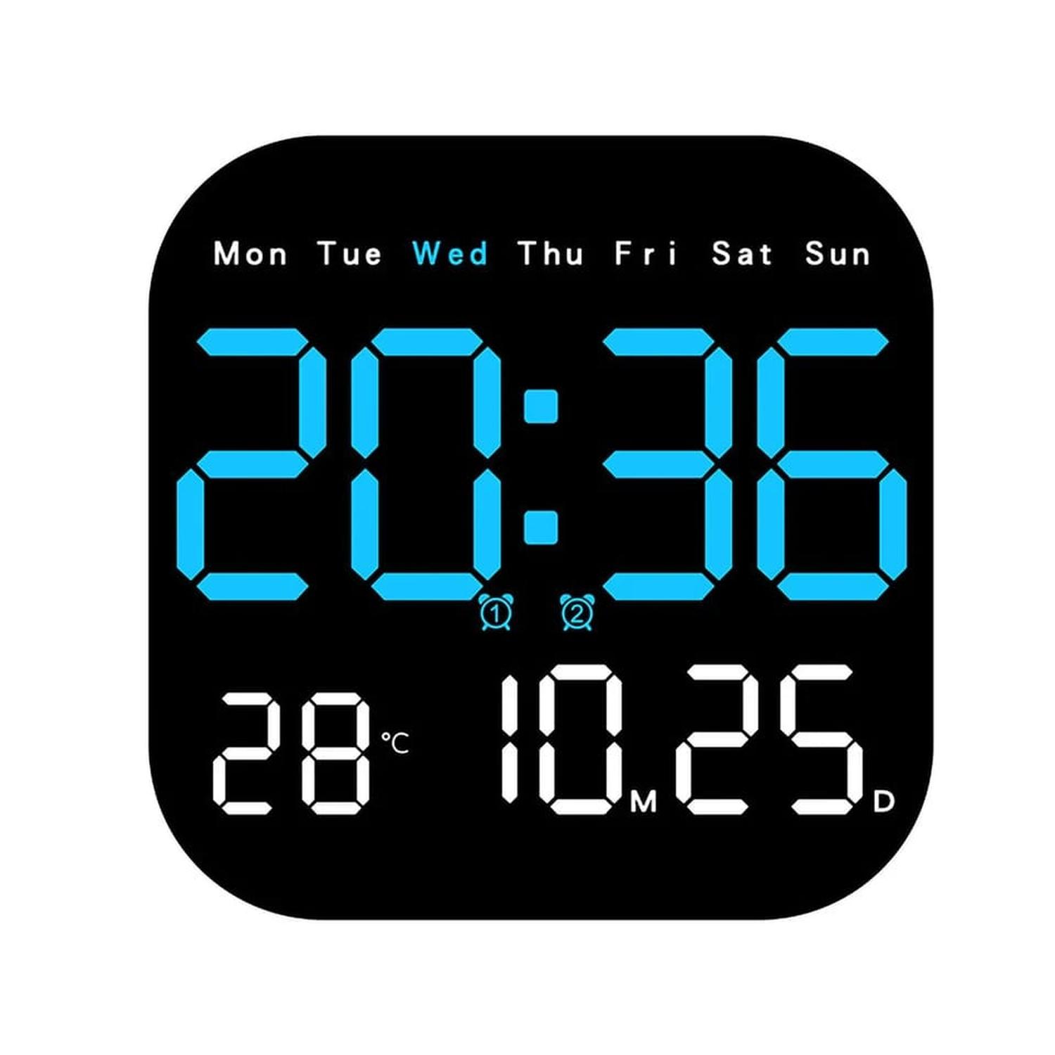 RELOJ DIGITAL DE PARED CUADRADO CON CONTROL REMOTO TAMAÑO M - 1