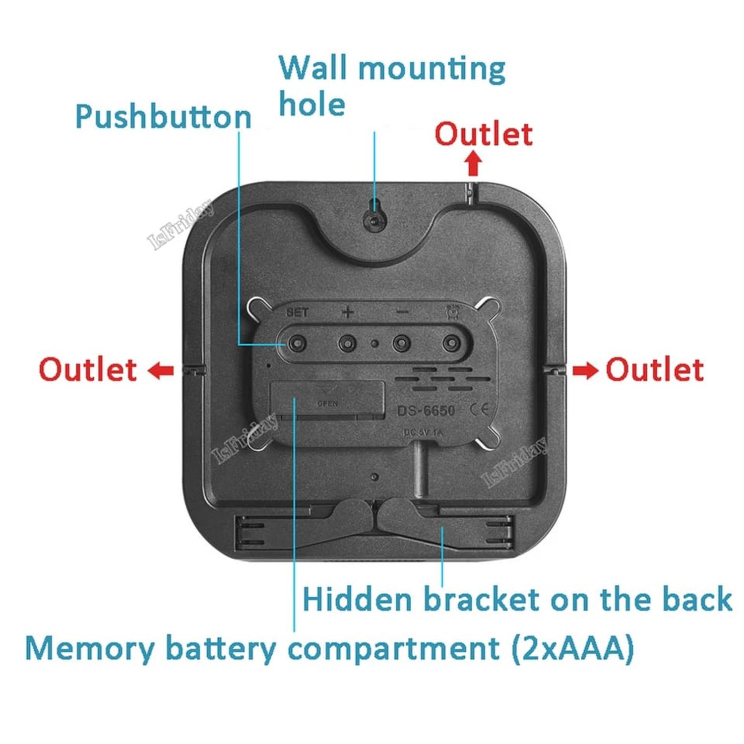 RELOJ DIGITAL DE PARED CUADRADO CON CONTROL REMOTO TAMAÑO M - 2