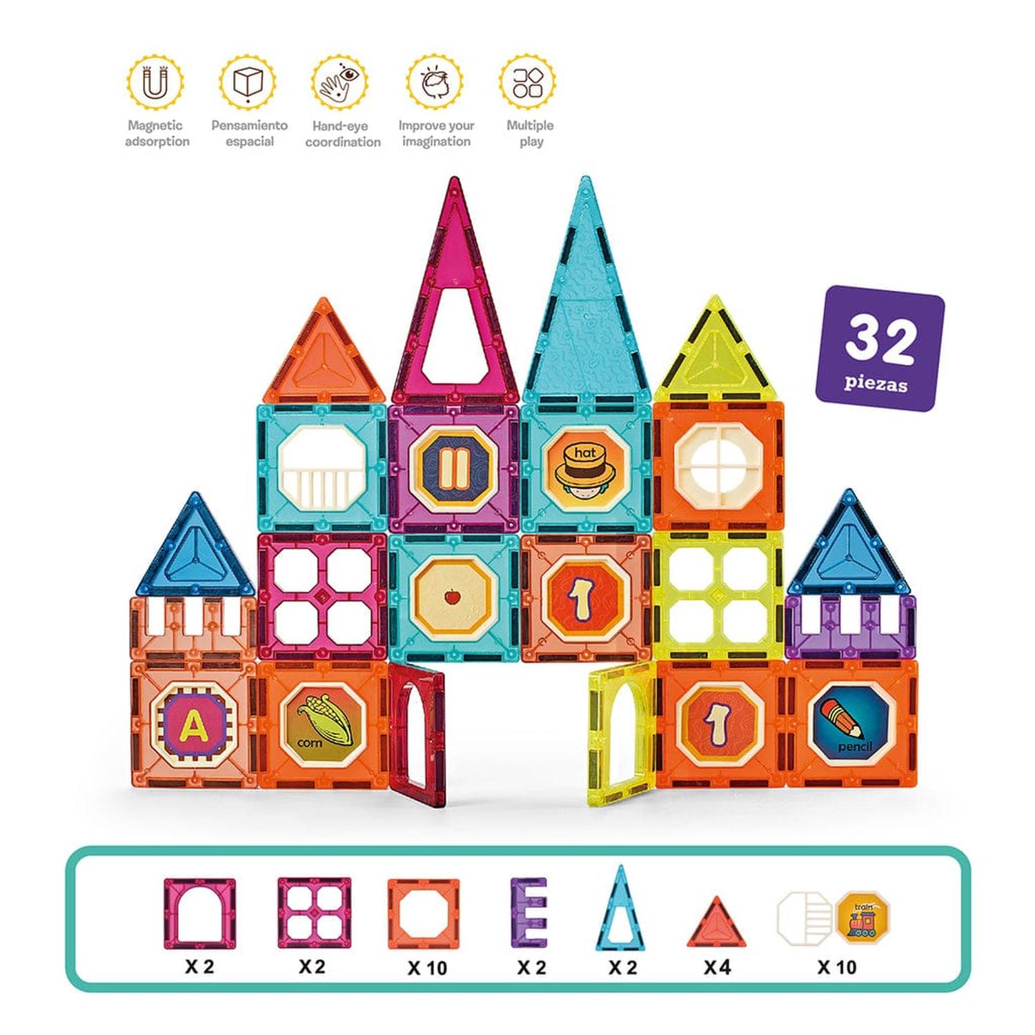 PUZZLE BLOQUES DE CONSTRUCCION MAGNETICOS 32 PIEZAS - 1
