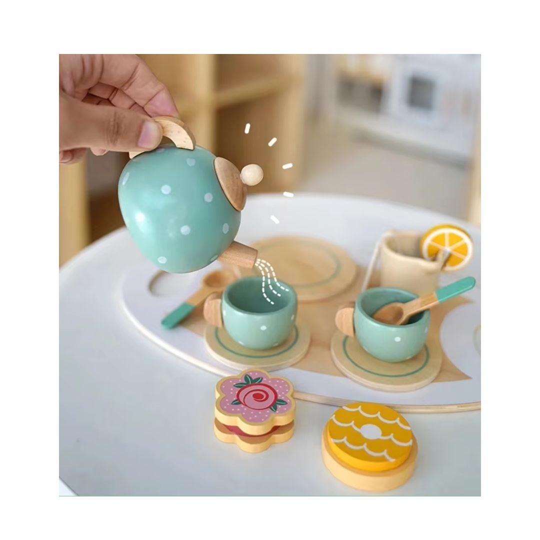 JUEGO DE TE Y POSTRE TURQUESA MONTESSORI - 1