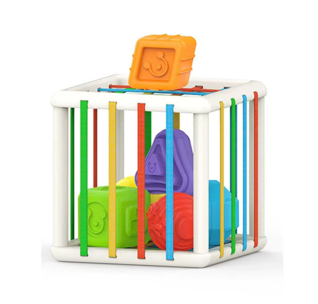 CUBO SENSORIAL CON FIGURAS GEOMETRICAS MONTESSORI BLANCO - 2
