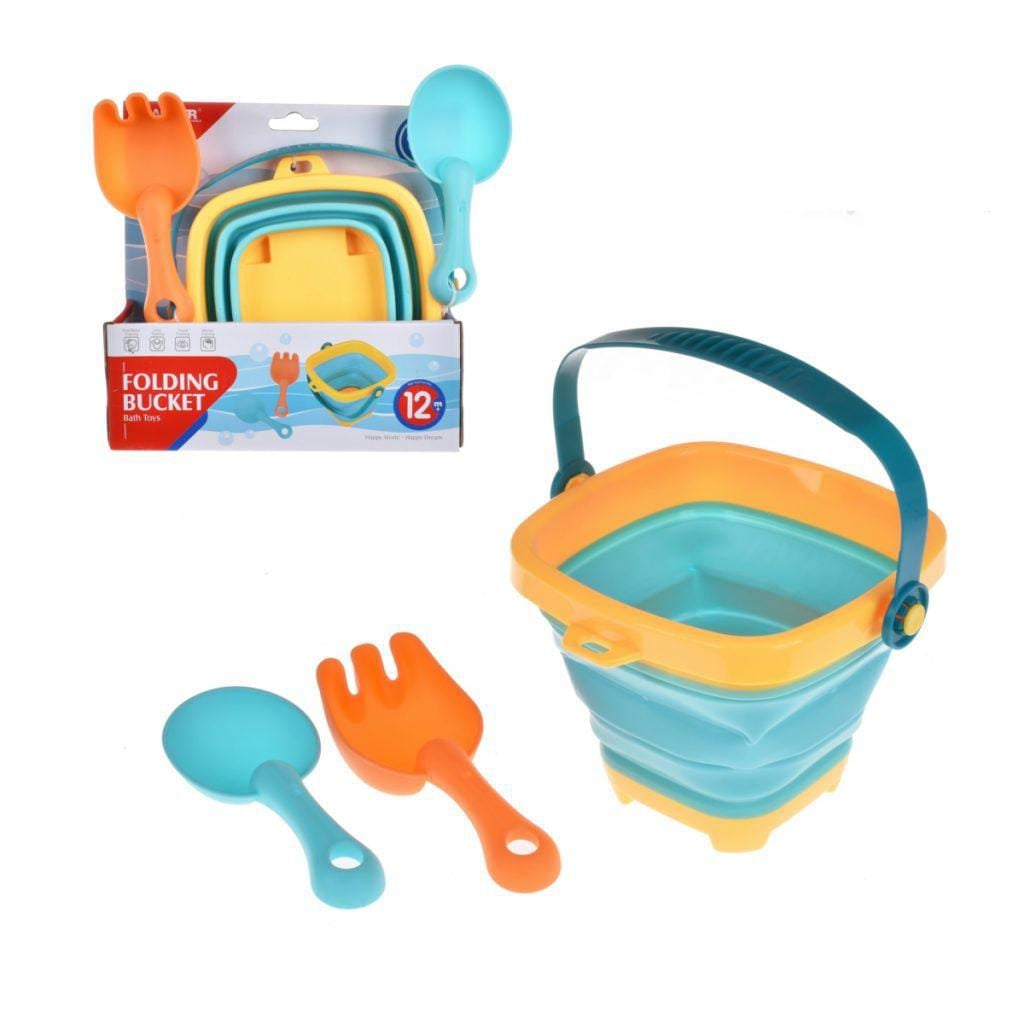 JUEGO DE PLAYA BALDE PLEGABLE SILICONA CON ACCESORIOS - 2